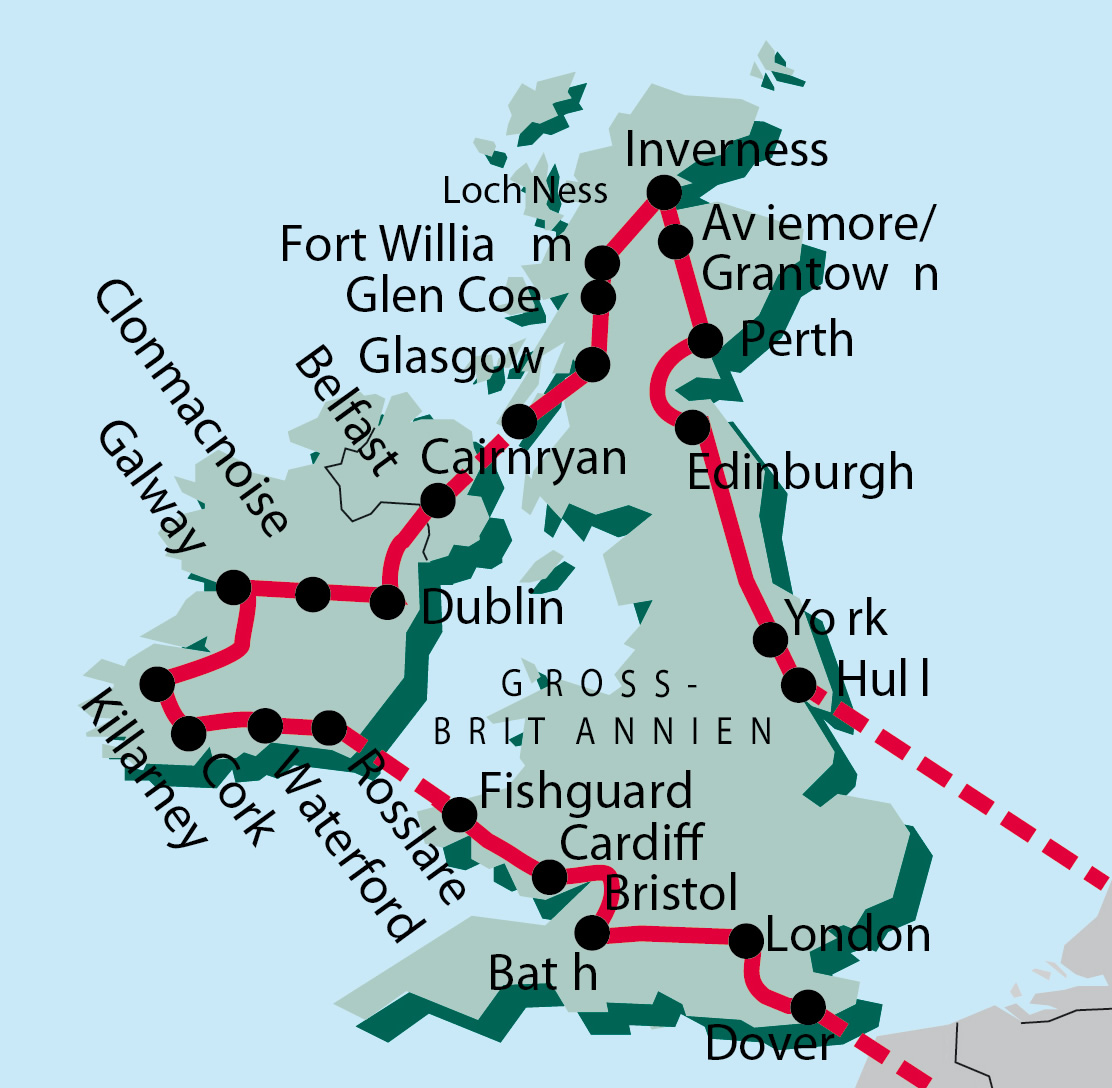 Seniorenreise: Über die Grünen Inseln durch Schottland, Irland und England